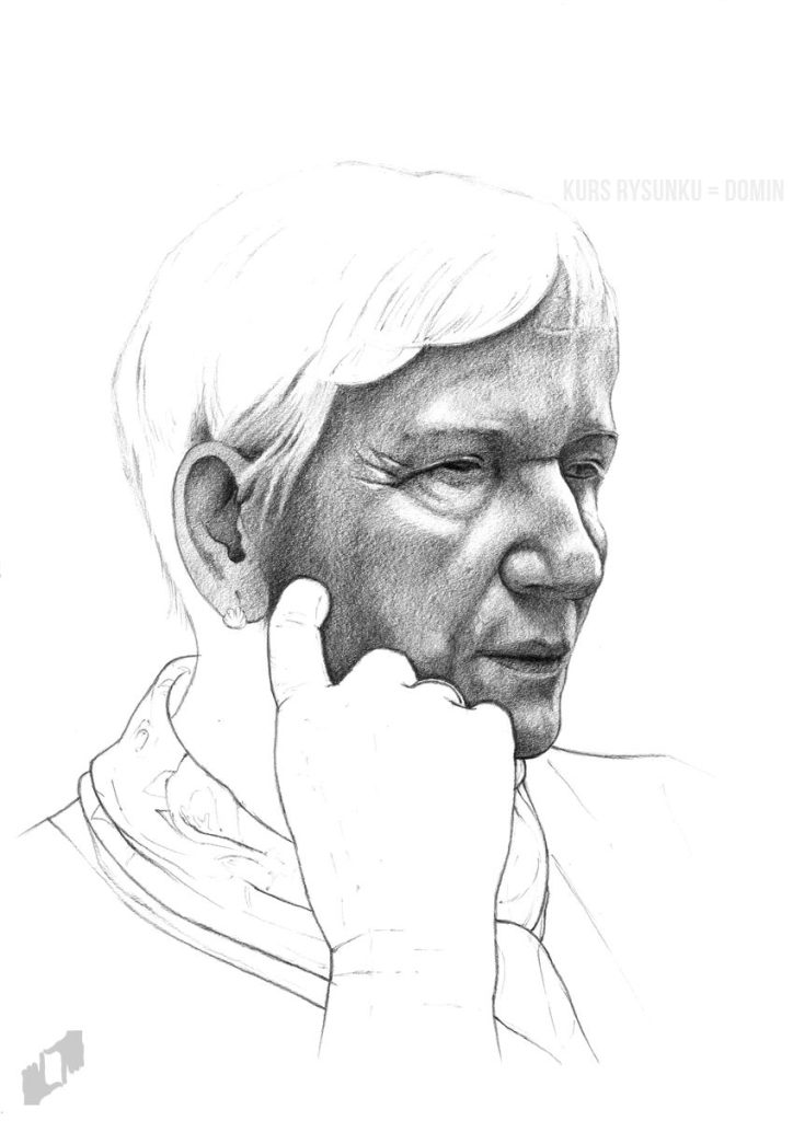 portret starszej osoby rysunek